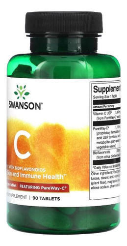Vitamina C 1000 Mg 90tb Bioflavonoides Rosa Mosqueta Swanson Sabor No Aplica