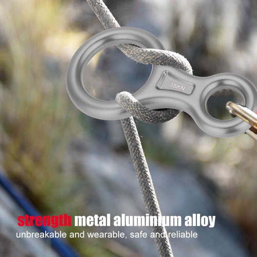 Alomejor Escalada Rappel Safety 35kn Monta?ismo Escalada Figura 8 Cuerda Descensor Anillo(gris) Herramienta De Escalada