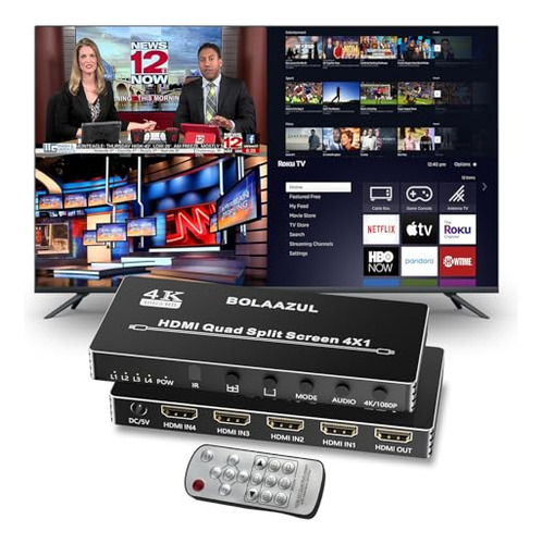 Conmutador Multivisor 4k Hdmi 4x1 - Pantalla Dividida, 5 Mod