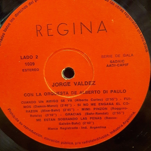 Sin Tapa Disco Jorge Valdez Orquesta Alberto Di Paulo T0