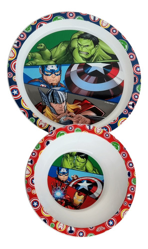 Set De Plato Playo Y Hondo Infantil Avenger Orig Cresko