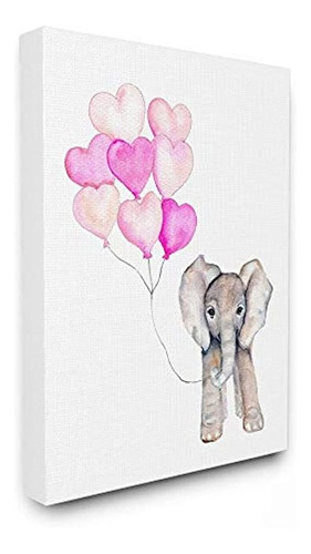 The Kids Room De Stupell Baby Elephant Con Pink Heart Balloo