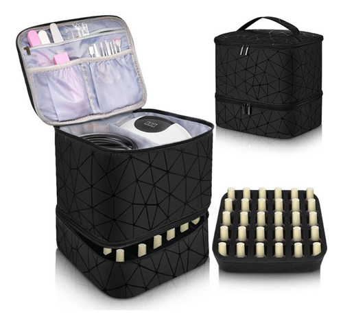 A Bolsa De Manicure De Camada Dupla Nail Organizer Com Alça