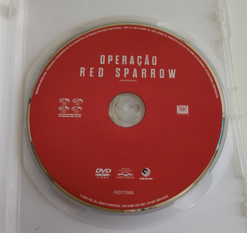 Operação Red Sparrow Dvd Jennifer Lawrence Joel Edgerton (Usado)