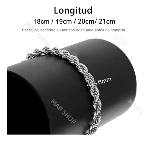 ' 2 Pulsera Torsal Hombre Esclava Plata Acero Inoxidable 6
