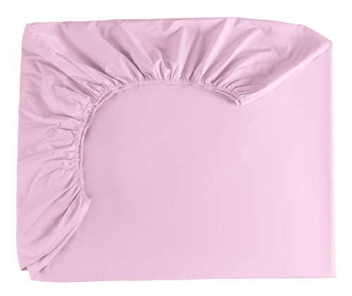 Lençol Casal Avulso Com Elástico C/ 40cm Algodão 200 Fios Cor Rosa Desenho Do Tecido Liso