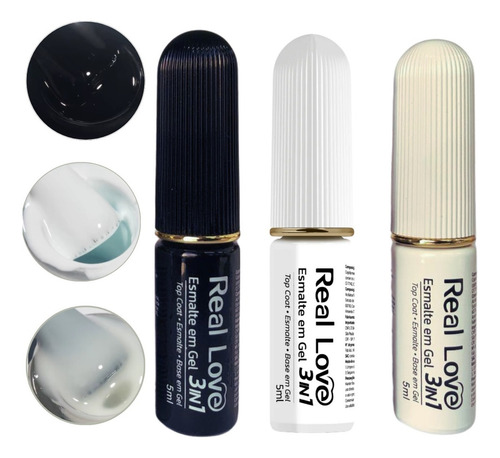Esmaltes Em Gel 3em1 Francesinha Esmalte Base Top Coat Leduv Cor Preto Branco Renda
