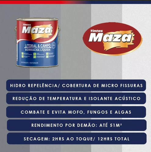 Tinta Borracha Liquida Maza Gl De 3,2 Ltrs Escolha 5 Cores