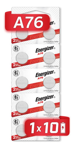 Pila Energizer Alcalina A76 Lr44 Ag13 Tira Con 10 1.5v