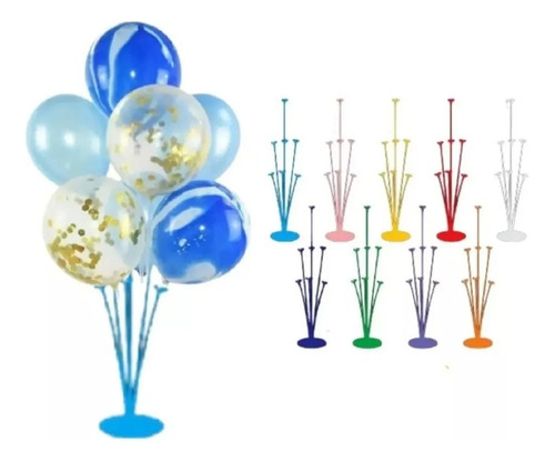 Base Soporte Con 7 Varillas Porta Globo Mesa Cotillon Cumple