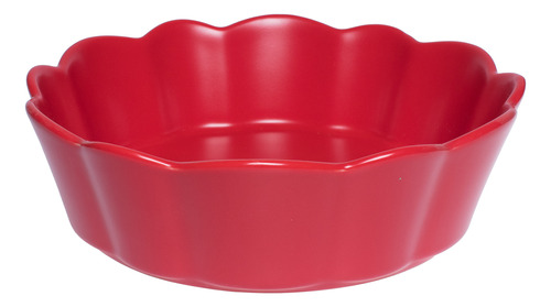 Fuente De Cerámica Circular Borde Floral L Rojo Topsoc