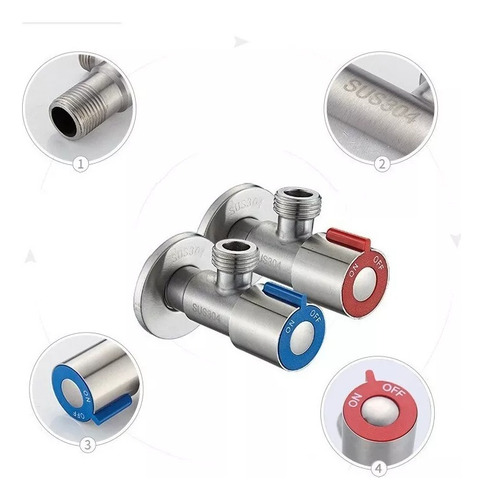 Llave Griferia Angular Acero Inoxidable He-he 1/2 X2 Un. Bof