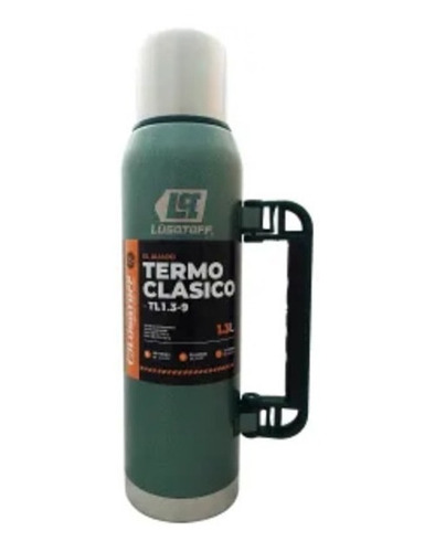 Imagen 1 de 3 de Termo Acero Inox 1.3 Lt Lusqtoff Tapón Cebador Color Verde