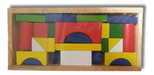 Bloques Chicos Madera Para Niños Juguete Armable Didáctico Color Multicolor