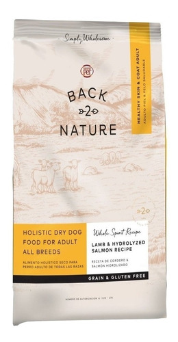 Imagen 1 de 1 de Alimento Back 2 Nature Piel y Pelo Saludable para perro adulto todos los tamaños sabor cordero y salmón en bolsa de 2kg