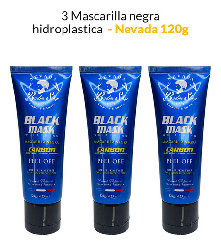 3 Mascarilla Negra Hidroplastica 120g - Nevada.