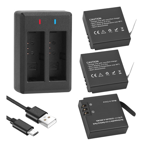 Batería Geekam 1350 Mah (paquete De 3) Con Cargador De 2 Can