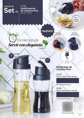 Dosificador De Liquidos Set Tupperware