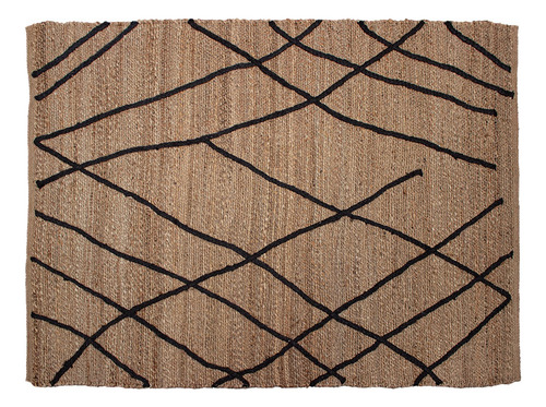 Tapete Decorativo Yute Dib Hessian 190x280 Cm Modelo Lines Ancho 190 Cm Color Marrón Claro Diseño De La Tela Lines Black Largo 280 Cm