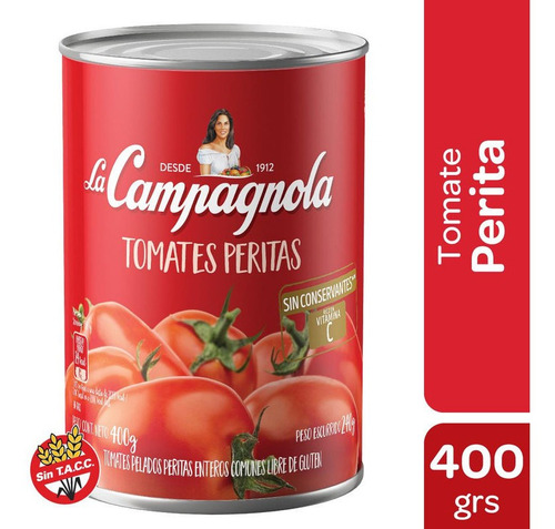 Imagen 1 de 1 de Tomate Perita La Campagnola Lata 400 Gr