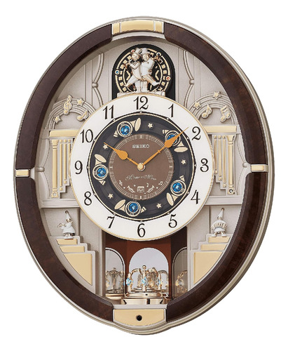 Melodiespulgadamotion Wall Clock, Golden Trumpets