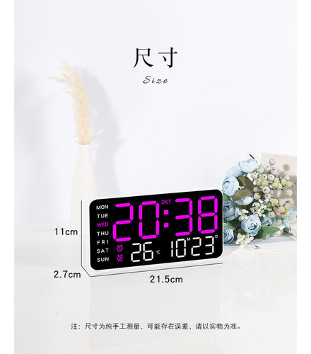 Reloj De Pared Digital Led Brillo Ajustable Control De Voz