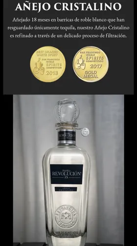 Tequila Revolución Añejo Cristalino 700ml | MercadoLibre
