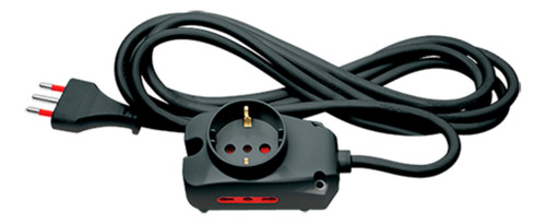 Alargue Zapatilla 1 Schuko + 2 Modular Enchufe En Línea 3mt Color Negro