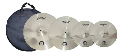 Kit Pratos Para Bateria Red Foot Bcs Chimbal Ataque Condução Cor Prateado