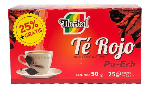 Imagen 2 de 5 de Té Rojo Chino (pu -erh) 25 Sobres Therbal