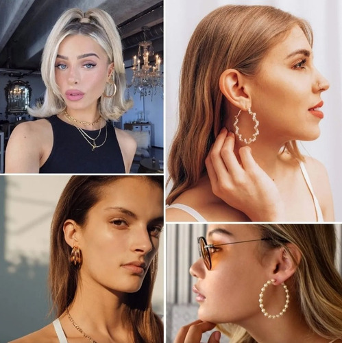 Aretes De Oro 36 Pares Pendientes Arracadas Redondo