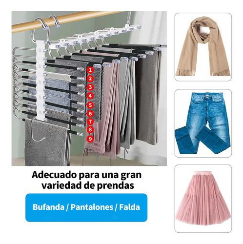 2pcs Gancho Pantalones Organizador Multiple Ahorra Espacio