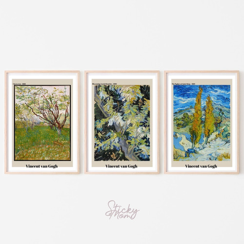 Laminas Imprimibles Arte Deco Set X3 Vincent Van Gogh 