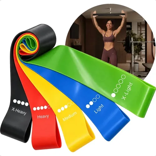 Kit 5 Faixa Elástica Super Mini Band Extensor Elástico para Treino Resistência Funcional
