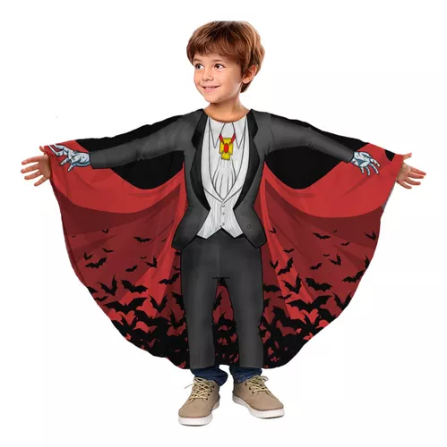 Fantasia Infantil Menino Vampiro Halloween Luxo com 5 peças