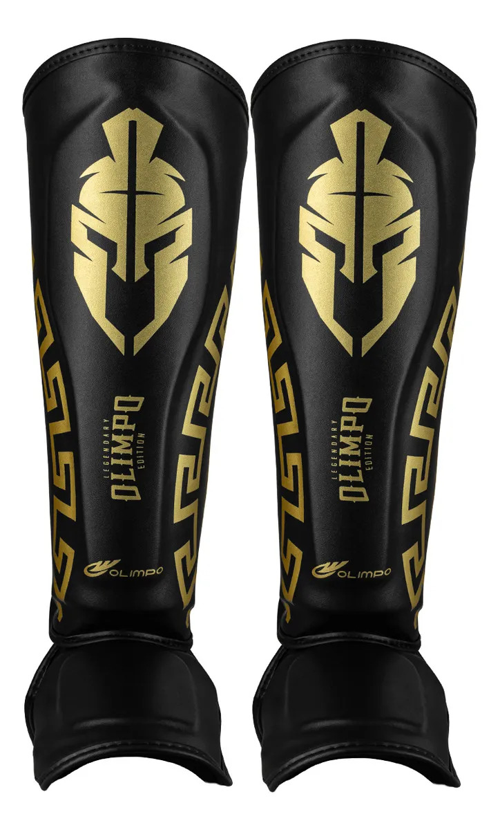 Caneleira Muay Thai Protetor Canela Profissional Legendary Cor Preto/dourado Tamanho G