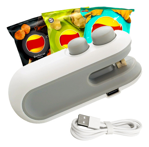 Maquina Para Sellar Sellador De Bolsas Para Snacks/alimentos Recargable Bolsa de Almacenamiento Color Blanco