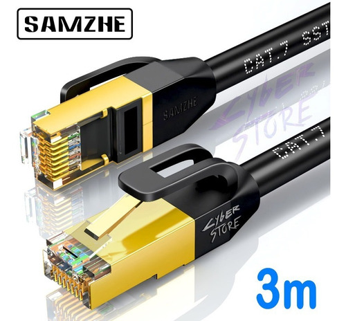 Cabo De Rede Cat 7 Patch Cord Cat7 3m - Samzhe Fibra 10gbps