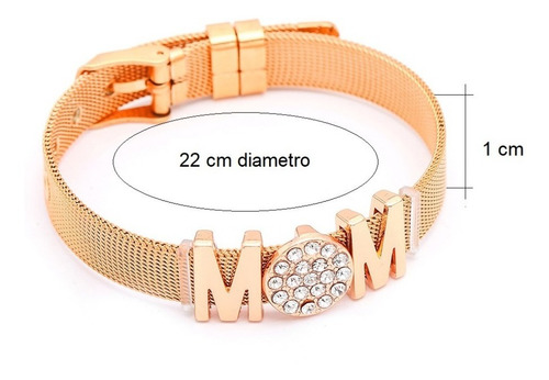 Pulsera De Correa Con Dijes De Palabra Mom