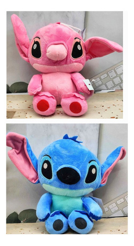 Docena Peluche Stitch Azul Y Rosado Suave Importado 22 Cm