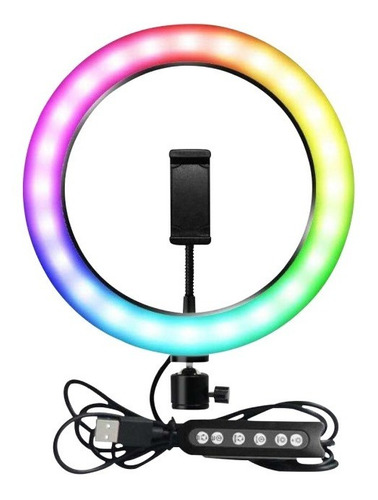 Imagen 2 de 6 de Aro De Luz Led 20cm Rgb Led