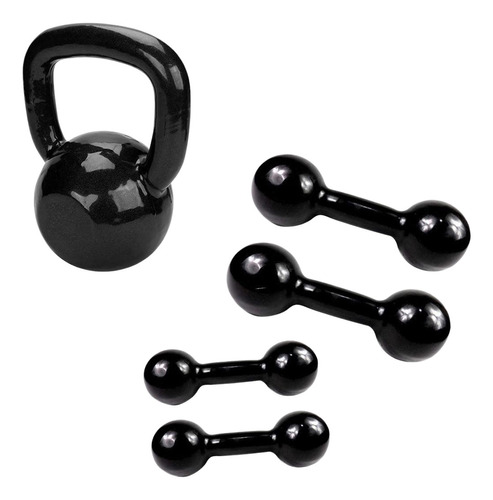 Kit Halteres Bola E Kettlebell Emborrachados - 18kg