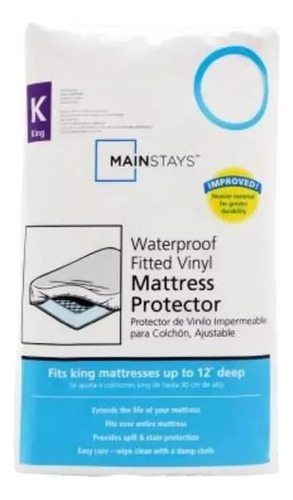 Protector De Colchón Mainstays King Size Impermeable Blanco