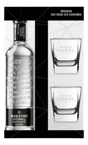 Tequila Cristalino Reposado 100% Maestro Dobel 750ml C/vasos