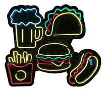 Comprar 5 Letreros Led Neón Hamburguesa Hotdog Cerveza Tacos Papas