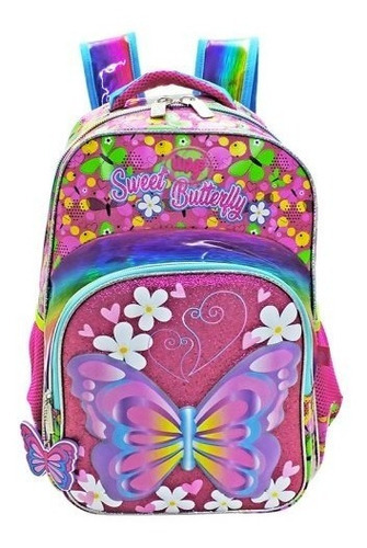 Mochila Escolar Mariposas Primaria Backpack Uni31 Color Rosa