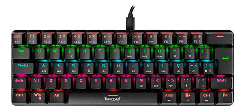 Teclado gamer TGT TGT-SHTKL-RBW01 ABNT2 português portugal cor preto com luz rainbow