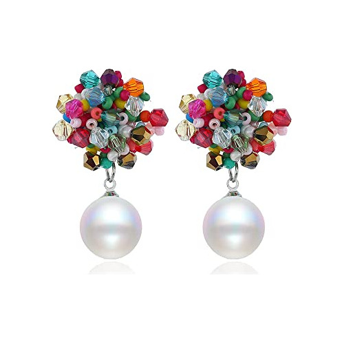 Pendientes De Perlas De Flores Para Mujeres Y Niñas, Pendien