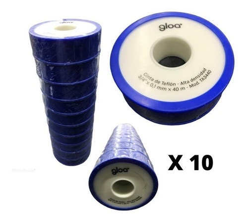 Imagen 2 de 10 de Cinta De Teflon Alta Densidad 3/4 X 40 Mts X 10 Unid