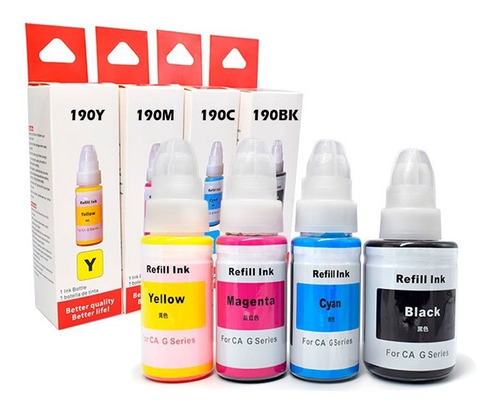 Pack Tinta Gi-190 Para Canon Compatible G1100 G2100 G3100